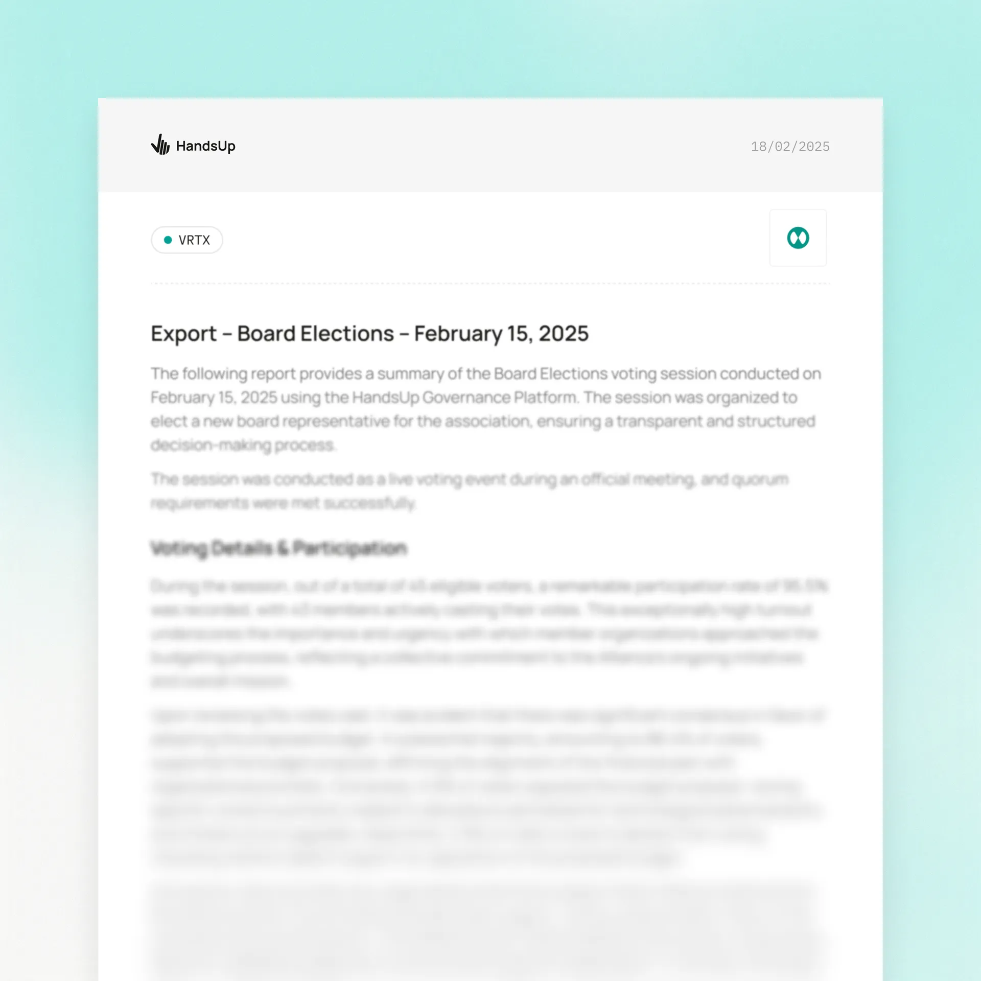 Voting phase results export document